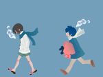  1girl bad_id bad_pixiv_id child cold jpeg_artifacts kaito male_focus meiko nashi48 running scarf shorts siblings sisters twins vocaloid winter 