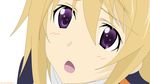  absurdres blonde_hair charlotte_dunois highres infinite_stratos jacket open_mouth purple_eyes solo track_jacket vector_trace 