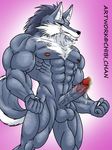  balls big_balls big_penis canine chibi_chan cum muscles penis pride shining_tears solo volg werewolf wolf 