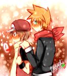 blush etc green_(pokemon) highres ookido_green pokemon red_(pokemon) scarf snow yaoi 