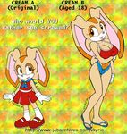  amber_eyes big_breasts breasts clothing comparison cream_the_rabbit cute female flat_chest loli size_difference sonic_(series) vkyrie 