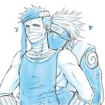  2boys forehead_protector hand_under_clothes hands_under_clothes hatake_kakashi heart male male_focus momochi_zabuza multiple_boys muscle naruto warehaxxxnari yaoi 