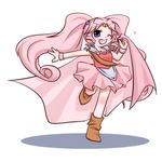  :d bare_arms blue_eyes boots cape curly_hair dress full_body happy heart jewelry knee_boots long_hair monster_maker one_eye_closed open_mouth pekeruno pink_cape pink_hair simple_background smile solo tiara twintails veena_(monster_maker) white_background wrist_cuffs 