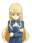  blonde_hair crossed_arms glasses hamao long_hair military military_uniform perrine_h_clostermann sketch solo strike_witches uniform world_witches_series 
