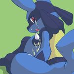  blue cum lucario male masturbation pok&eacute;mon red_eyes simple_background solo tail unknown_artist 