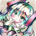  blush hatsune_miku long_hair looking_up solo tora_(torayarou) twintails vocaloid 