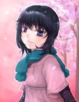  black_eyes black_hair blush dress efyuru hourou_musuko scarf short_hair solo suehiro_anna 