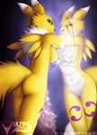  blue_eyes canine chest_tuft digimon female fox pussy reflection renamon solo tail tailsrulz 