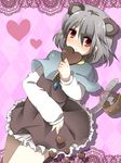  animal_ears bad_id bad_pixiv_id basket capelet chocolate chocolate_heart grey_hair heart hyouka_(rat_hut) jewelry mouse mouse_ears mouse_tail nazrin pendant red_eyes solo tail touhou valentine 