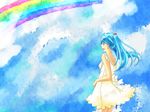  dress hatsune_miku hazuki_iori highres long_hair rainbow solo traditional_media vocaloid watercolor_(medium) 