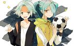  bad_id bad_pixiv_id ball blue_eyes blue_hair casual fubuki_shirou hair_over_one_eye inazuma_eleven inazuma_eleven_(series) kazemaru_ichirouta long_hair multiple_boys ototoi ponytail red_eyes short_hair soccer_ball star telstar white_hair 