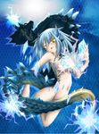  blue_hair breasts capcom electricity lagiacrus lightning monster monster_girl monster_hunter monster_hunter_3 personification scales topless underwater 