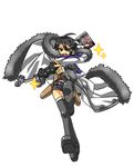  asagi_(nippon_ichi) asagiri_asagi black_hair boots controller disgaea glitter gray_eyes grey_eyes holster jacket makai_senki_disgaea_4 short_shorts shorts tank_top tanktop thigh_boots thighhighs 