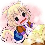  animal_ears blonde_hair butter cat_ears cat_tail chibi extra_ears fang food hoshizuki_(seigetsu) kemonomimi_mode mizuhashi_parsee open_mouth puru-see scarf solo tail tears touhou trembling 