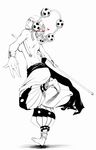  barefoot breasts enel feet genderswap genderswap_(mtf) greyscale hands medium_breasts mitsudomoe_(shape) monochrome one_piece sideboob tomoe_(symbol) 