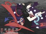  black_hair cloud houjuu_nue kakueki-teisha polearm red_eyes snake solo touhou weapon 