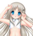  :o bare_shoulders bat blonde_hair blue_eyes blush chinese_clothes clenched_hands close-up fang flat_chest flower game_cg hair_ornament hairpin kud_wafter little_busters! long_hair midriff na-ga navel noumi_kudryavka open_mouth simple_background sleeveless solo very_long_hair white_background 