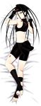  barefoot bike_shorts black_hair black_legwear blush dakimakura envy_(fma) feet from_behind fullmetal_alchemist headband highres itou_(itsuko) lying on_stomach solo 