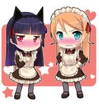  apron aqua_eyes bad_id bad_pixiv_id blush gokou_ruri hair_ornament hairclip heart kousaka_kirino long_hair maid_headdress masamuuu mole mole_under_eye multiple_girls open_mouth orange_hair ore_no_imouto_ga_konna_ni_kawaii_wake_ga_nai pantyhose red_eyes star 