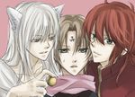  3boys animal_ears brown_eyes brown_hair dual_persona fox_ears foxboy kitsune koenma koenma_(yu_yu_hakusho) kurama long_hair male male_focus multiple_boys open_mouth red_hair school_uniform short_hair silver_hair smile tunic youko_kurama yu_yu_hakusho yuu_yuu_hakusho 