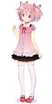  abe_kanari alternate_costume casual fashion full_body highres kaname_madoka mahou_shoujo_madoka_magica mary_janes official_style pink_eyes pink_hair shoes short_hair short_twintails simple_background solo thighhighs twintails white_legwear 