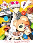  bad_id bad_pixiv_id chocolate fancy_glasses food gift glasses grey_eyes grey_hair heart heart-shaped_eyewear kuma_(persona_4) male_focus narukami_yuu persona persona_4 school_uniform tofu xacco 