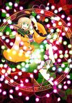  absurdres blonde_hair danmaku eyeball green_eyes hand_on_headwear hat heart highres komeiji_koishi magic_circle nagihara_rion open_mouth short_hair smile solo spell_card third_eye touhou 