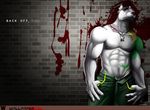  abs blood canine censored dog hood looking_at_viewer male nexus pitbull scar solo tattoo topless torn_ear wallpaper 