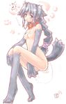  black_hair breasts canine collar dog dog_ears doggirl female hair mammal plain_background solo tail unknown_artist white_background 