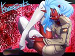 blue_hair glasses horns kneesocks_(character) kohcy panty_&amp;_stocking_with_garterbelt red thighhighs 