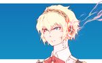  aegis_(persona) android angry bad_id bad_pixiv_id banned_artist blonde_hair blue_eyes face fume kurkoboltsi persona persona_3 serious short_hair smoke solo 