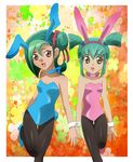  animal_ears bunny_ears green_hair luca mizuki_kotori_(yugioh_zexal) mizuki_kotori_(yuu-gi-ou_zexal) ruka twintails yu-gi-oh! yugioh_5d&#039;s yugioh_zexal yuu-gi-ou_5d's yuu-gi-ou_zexal 