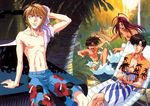  4boys cho_hakkai genjyo_sanzo male male_focus multiple_boys muscle saiyuki sha_gojyo son_goku_(saiyuki) swimsuit topless 