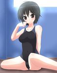  amagami ashikaga_tamane bad_id bad_pixiv_id black_eyes black_hair competition_swimsuit highres nanasaki_ai one-piece_swimsuit short_hair solo swimsuit 