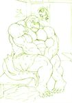  alligator boxers claws fangs gator knuxlight looking_at_viewer male muscles reptile scalie sitting sketch tail underwear 