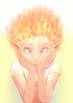  bored demon fire flintex imp looking_at_viewer pointy_ears portrait solo 