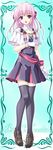  absurdres bekkankou black_legwear bracelet capelet estel_freesia gloves hair_ribbon highres jewelry long_hair pink_hair purple_eyes ribbon solo thighhighs yoake_mae_yori_ruri_iro_na zettai_ryouiki 