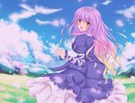  bad_id bad_pixiv_id blonde_hair dress gradient_hair hijiri_byakuren long_hair meadow multicolored_hair nekokotei purple_hair solo touhou two-tone_hair 