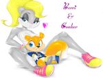 &hearts; berri big-e6 blonde_hair blue_eyes bottomless chipmunk conker conker&#039;s_bad_fur_day couple covered female hair looking_at_viewer male rodent shalonesk sitting squirrel 