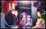  bad_id bad_pixiv_id drinking eva_beatrice featherine_augustus_aurora frederica_bernkastel furudo_erika horns imai_taki lying multiple_girls silk sitting spider_web tea twintails umineko_no_naku_koro_ni ushiromiya_ange 