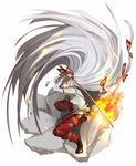  bad_id bad_pixiv_id fire fujiwara_no_mokou harurie long_hair red_eyes silver_hair solo sword touhou very_long_hair weapon 