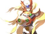  arm_cannon banpai_akira blonde_hair helmet male_focus rockman rockman_x solo weapon zero_(rockman) 