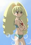  awa bikini blonde_hair blush capcom drill_hair green_eyes oekaki rockman ryuusei_no_rockman shirogane_luna swimsuit 