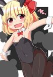  absurdres animal_ears armpits black_legwear blonde_hair bunny_ears bunnysuit censored child convenient_censoring hair_ribbon heart high_heels highres navel pantyhose red_eyes ribbon rumia shoes short_hair solo tec thighs touhou wrist_cuffs 