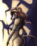  back breasts enrin female glowing_eyes ink-eyes magic_the_gathering rat rodent solo unconvincing_armour 