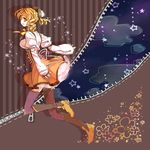  beret blonde_hair boots detached_sleeves drill_hair fingerless_gloves gloves hat mahou_shoujo_madoka_magica puffy_sleeves solo sparkle star thighhighs tomoe_mami yellow_eyes yuh 