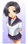  black_hair brown_eyes kobayakawa_rinko love_plus school_uniform short_hair simple_background sinko snow solo 