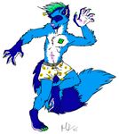 blue boxers dancing glowstick male marium piercing pocketbat_inc raccoon solo tattoo underwear 