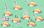  &gt;_&lt; ? ^_^ blonde_hair blush closed_eyes commentary_request grass multiple_girls mushroom o_o object_on_head original sakaki_(noi-gren) sleeping translated |_| 