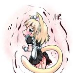  alternate_costume animal_ears blonde_hair cat_ears cat_tail chibi enmaided extra_ears fang hoshizuki_(seigetsu) kemonomimi_mode maid mizuhashi_parsee open_mouth puru-see scarf solo tail tears touhou trembling 